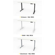 Start – die drei Gestellfarben Schwarz RAL 9005, Weiß RAL 9016 und Aluminium RAL 9006 im Vergleich