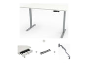 Yellow Dot Schreibtisch Set komplett – Platte Topweiss 0112 FH, Gestell Aluminium RAL 9006