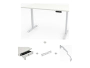 Yellow Dot Schreibtisch Set komplett – Platte Topweiss 0112 FH, Gestell Weiß RAL 9016