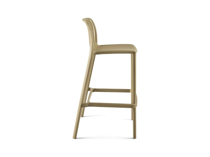 Yellow Dot Stripe Barhocker Beige – Seitenansicht