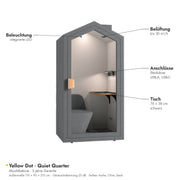 Yellow Dot Quiet Quarter – Ausstattung: LED-Beleuchtung, Belüftung, Steckdose und USB, Tisch 76 × 38 cm