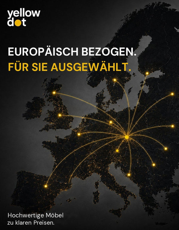 Yellow Dot – Europäisch bezogen. Für Sie ausgewählt: Europakarte mit gelben Verbindungslinien
