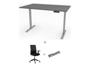 Yellow Dot Arbeitsplatz Set – Platte Achatgrau 2171 PE, Gestell Aluminium RAL 9006