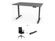 Yellow Dot Arbeitsplatz Set – Platte Achatgrau 2171 PE, Gestell Schwarz RAL 9005