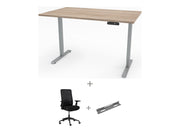 Yellow Dot Arbeitsplatz Set – Platte Vicenza Eiche H3157 ST12, Gestell Aluminium RAL 9006