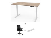 Yellow Dot Arbeitsplatz Set – Platte Vicenza Eiche H3157 ST12, Gestell Weiß RAL 9016
