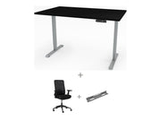 Yellow Dot Arbeitsplatz Set – Platte Schwarz U999 ST7, Gestell Aluminium RAL 9006