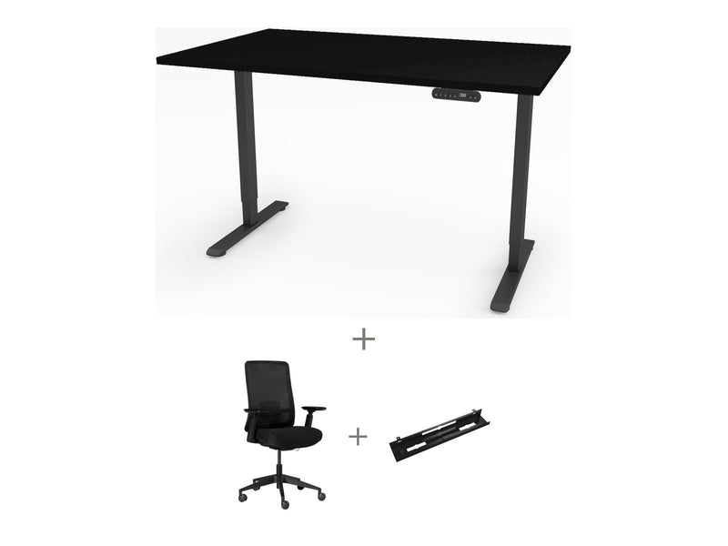 Yellow Dot Arbeitsplatz Set – Platte Schwarz U999 ST7, Gestell Schwarz RAL 9005