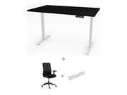 Yellow Dot Arbeitsplatz Set – Platte Schwarz U999 ST7, Gestell Weiß RAL 9016