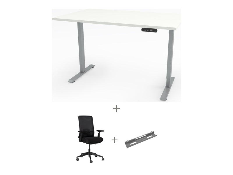Yellow Dot Arbeitsplatz Set – Platte Topweiss 0112 FH, Gestell Aluminium RAL 9006