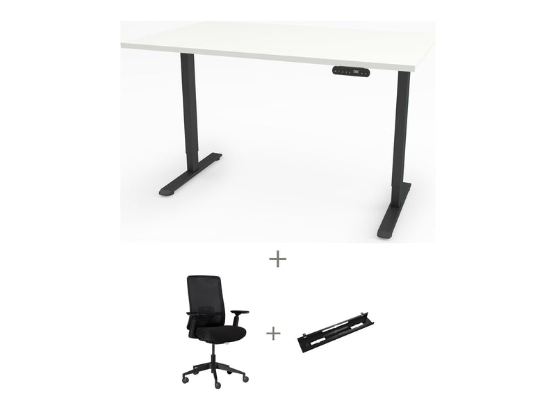Yellow Dot Arbeitsplatz Set – Platte Topweiss 0112 FH, Gestell Schwarz RAL 9005