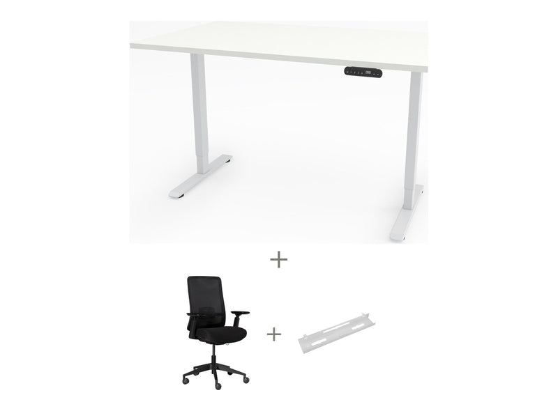 Yellow Dot Arbeitsplatz Set – Platte Topweiss 0112 FH, Gestell Weiß RAL 9016