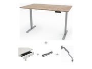 Yellow Dot Schreibtisch Set komplett – Platte Vicenza Eiche H3157 ST12, Gestell Aluminium RAL 9006