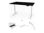 Yellow Dot Schreibtisch Set komplett – Platte Schwarz U999 ST7, Gestell Weiß RAL 9016