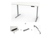 Yellow Dot Schreibtisch Set komplett – Platte Topweiss 0112 FH, Gestell Aluminium RAL 9006