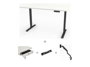 Yellow Dot Schreibtisch Set komplett – Platte Topweiss 0112 FH, Gestell Schwarz RAL 9005