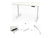 Yellow Dot Schreibtisch Set komplett – Platte Topweiss 0112 FH, Gestell Weiß RAL 9016