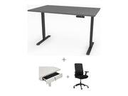 Yellow Dot Arbeitsplatz Set mit Stauraum – Platte Achatgrau 2171 PE, Gestell Schwarz RAL 9005