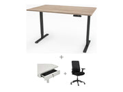 Yellow Dot Arbeitsplatz Set mit Stauraum – Platte Vicenza Eiche H3157 ST12, Gestell Schwarz RAL 9005