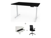 Yellow Dot Arbeitsplatz Set mit Stauraum – Platte Schwarz U999 ST7, Gestell Weiß RAL 9016
