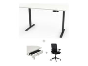 Yellow Dot Arbeitsplatz Set mit Stauraum – Platte Topweiss 0112 FH, Gestell Schwarz RAL 9005