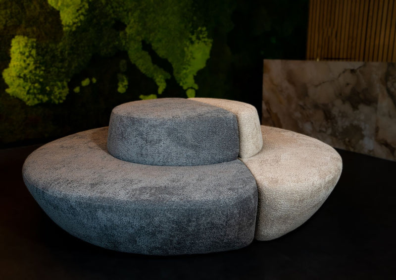 Yellow Dot UFO Loungeinsel in Grau und Beige